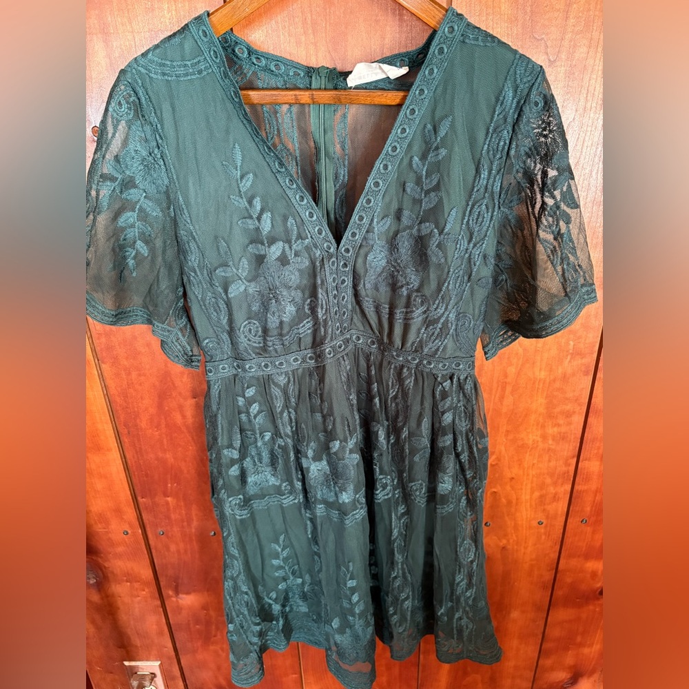 Elegant Green Lace/Embroidered Dress